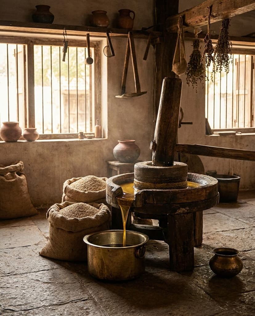 Wooden ghani pressing oil